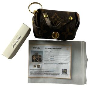 Louis Vuitton Upcycled Brown and Gold Monogram Mini Keychain Pouch Lot of 2